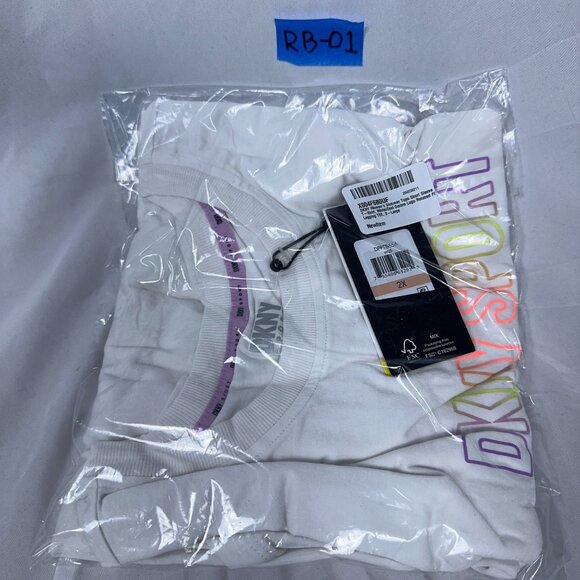 DKNY SPORT Womens Crew Neck T Shirt Top DPPT8656 Relaxed Fit White Size X Large - Picture 4 of 4
